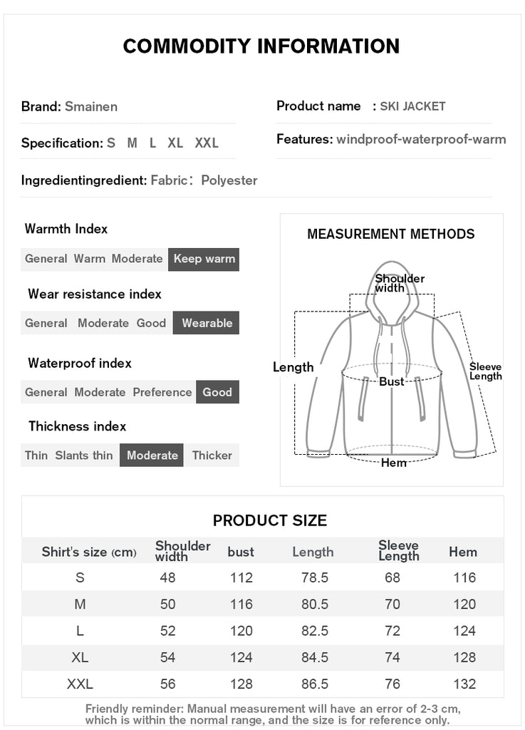 Men's Snowboard Jacket Waterproof&Windproof Ski Jacket Warm Clothing ...