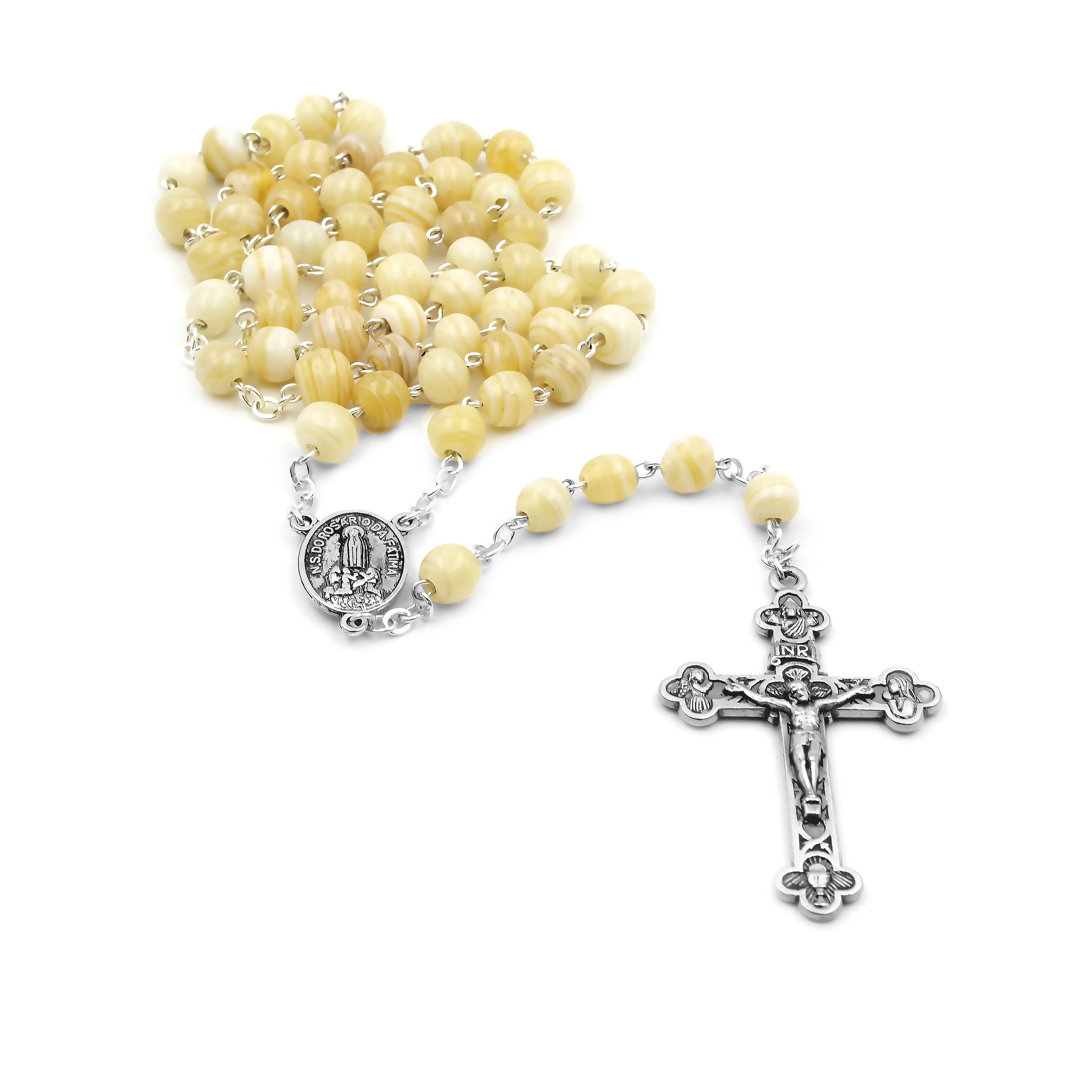 Honey Glass Beads Our Lady of Fatima Catholic Rosary