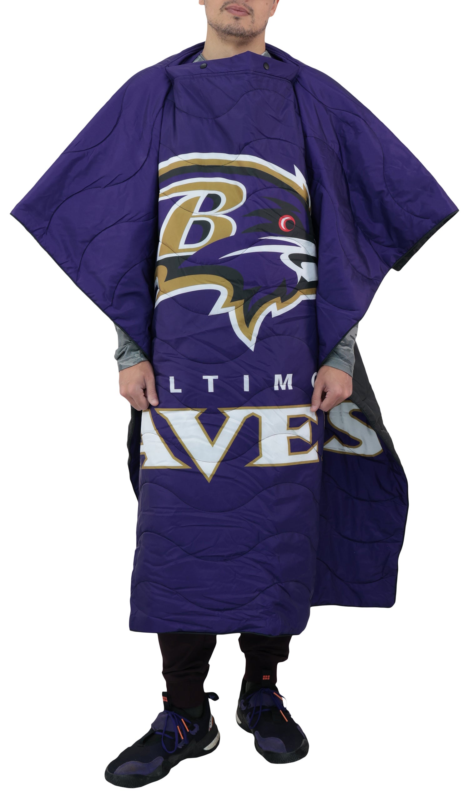 FOCO NFL Baltimore Ravens Exclusive Outdoor Wearable Big Logo Blanket, 50