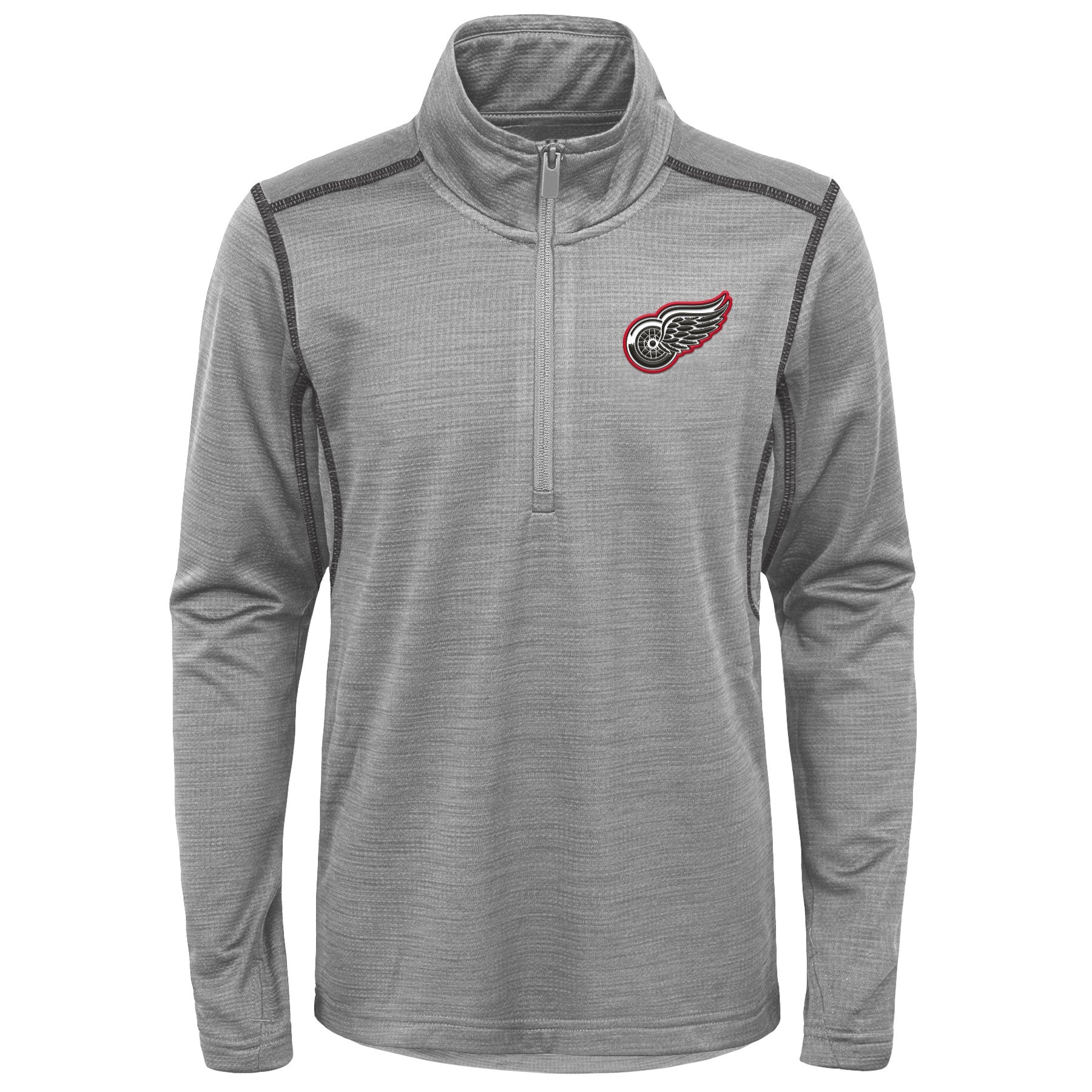 Outerstuff Detroit Red Wings NHL Boys Youth (8-20) Back to The Arena 1/4 Zip Pullover Sweater, Grey