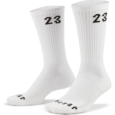 Jordan White/Black Essentials Cushioned 6-Pack Crew Socks