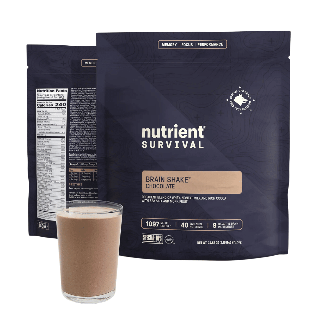 Nutrient Survival - Brain Shake Chocolate - Pack of Three