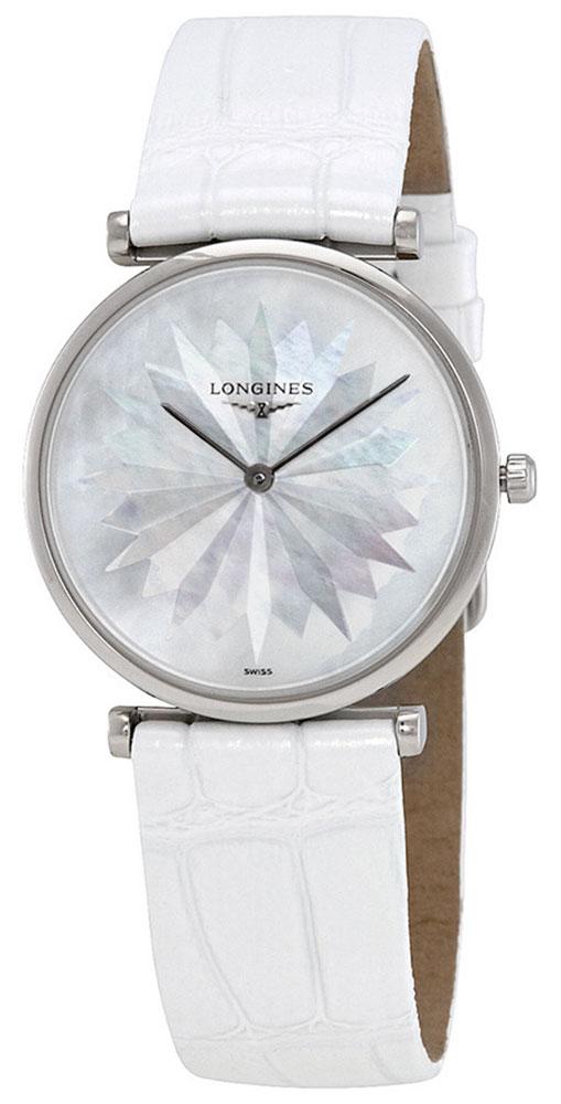 Longines La Grande Classique?Stainless Steel Mother-Of-Pearl Dial White Leather Strap Quartz Womens Watch L4.512.4.05.2