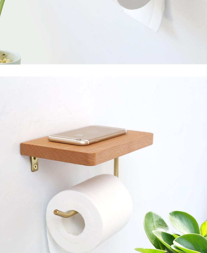 Nordic Style Wood and Brass Tissue Paper Roll Holder