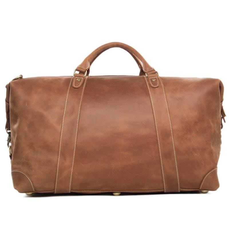 Vintage Style Genuine Leather Large Capacity Duffel Bag | Leather Travel Bag