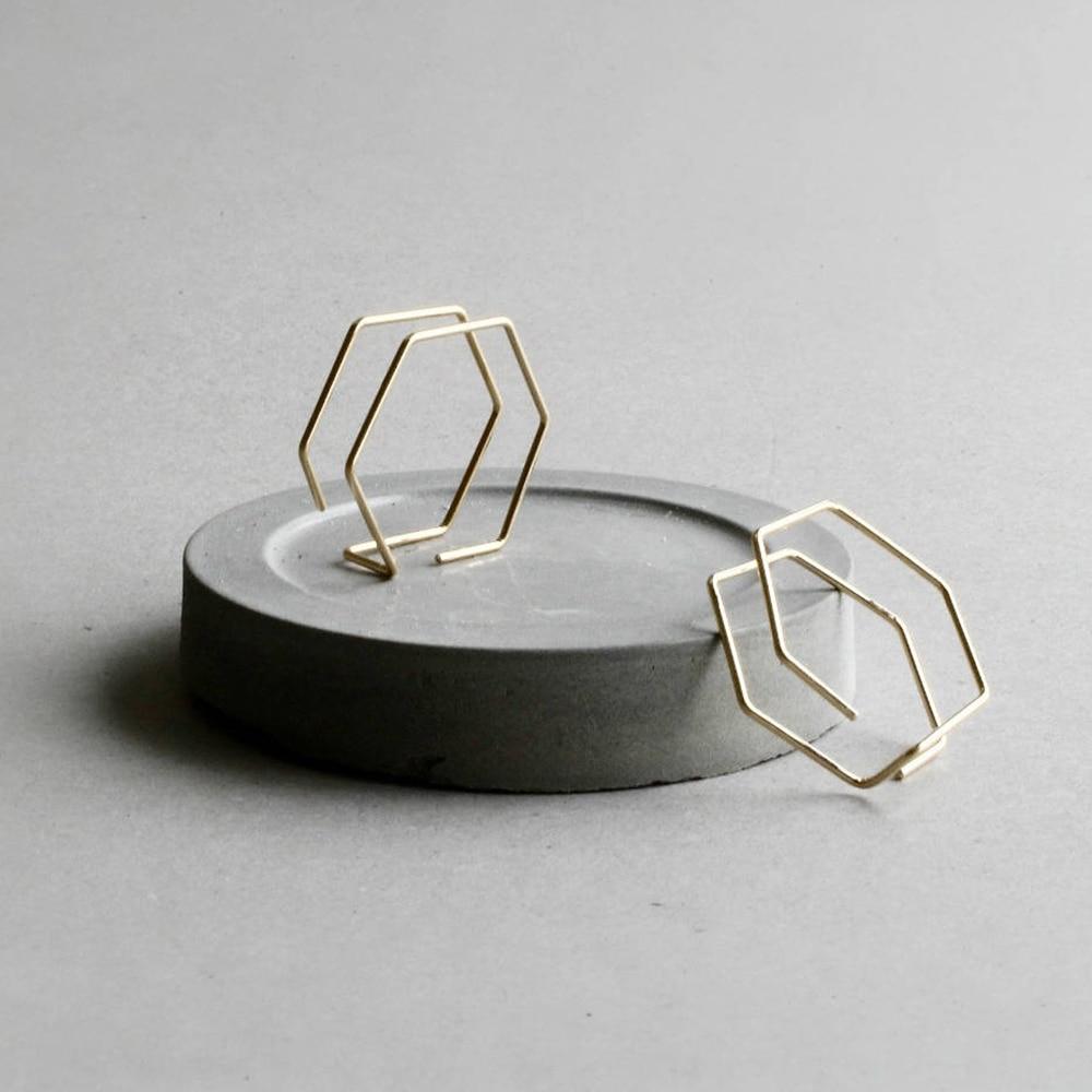 Handmade Minimalist Double Hexagon Earrings