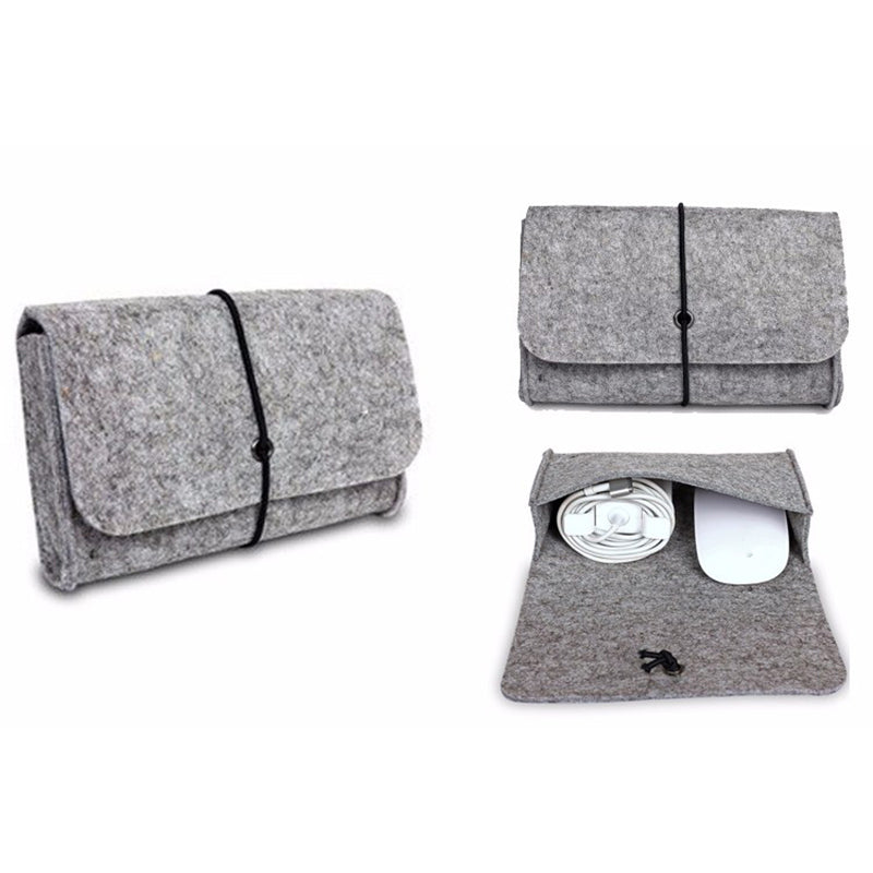 Felt Mouse Charger USB Cable Storage Bag