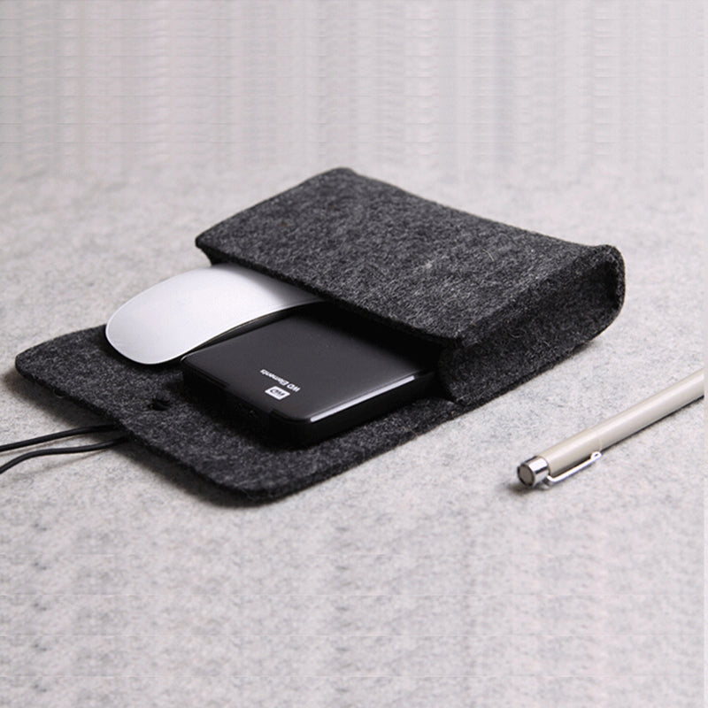 Felt Mouse Charger USB Cable Storage Bag