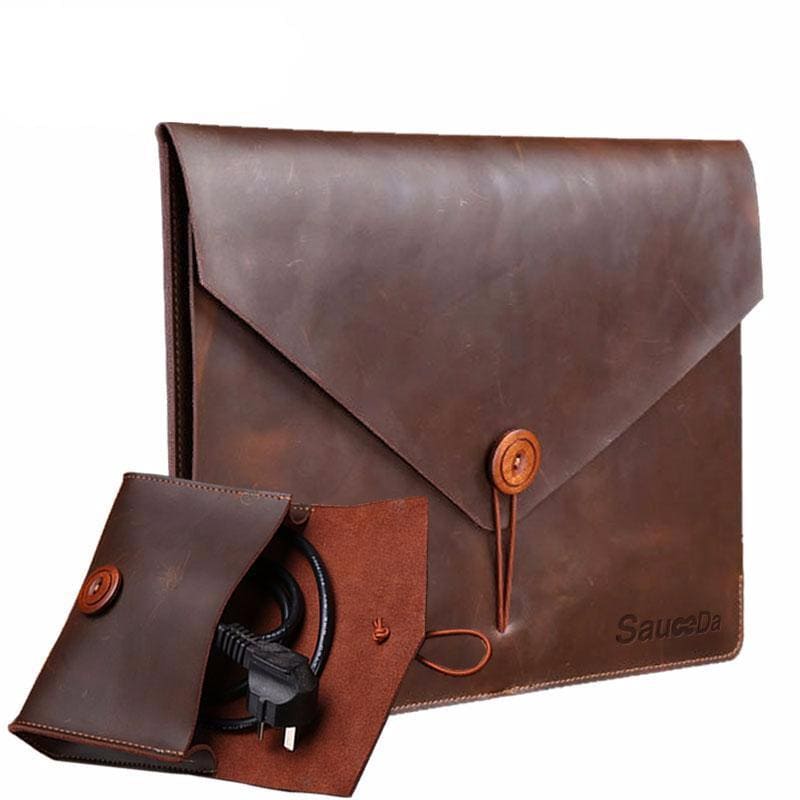 Genuine Leather Laptop Sleeve and Accessory Pouch