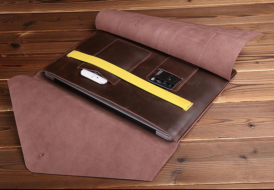 Genuine Leather Laptop Sleeve and Accessory Pouch