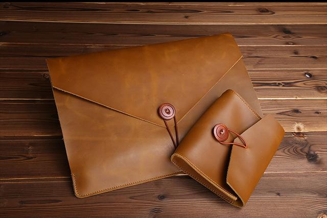 Genuine Leather Laptop Sleeve and Accessory Pouch