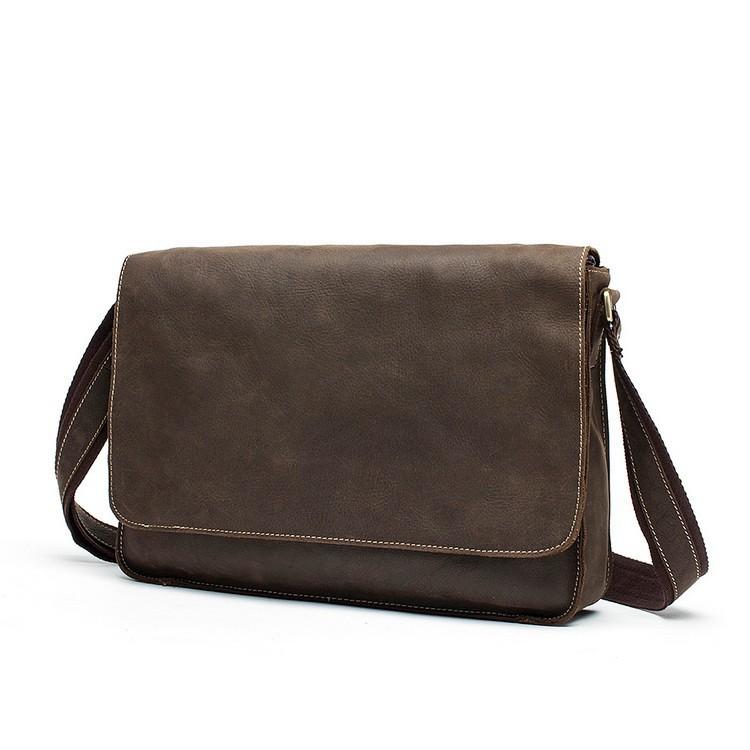 Minimal Vintage Leather Laptop Messenger Bag