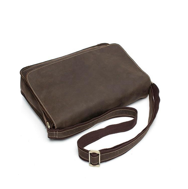 Minimal Vintage Leather Laptop Messenger Bag