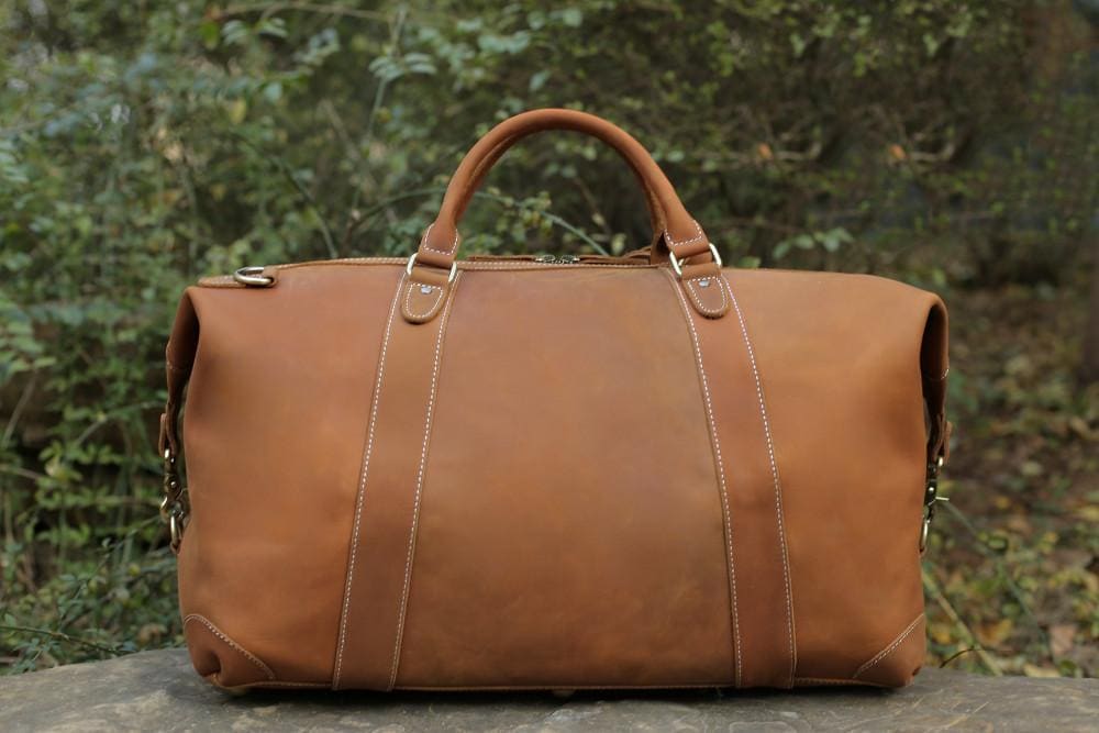 Vintage Style Genuine Leather Large Capacity Duffel Bag | Leather Travel Bag