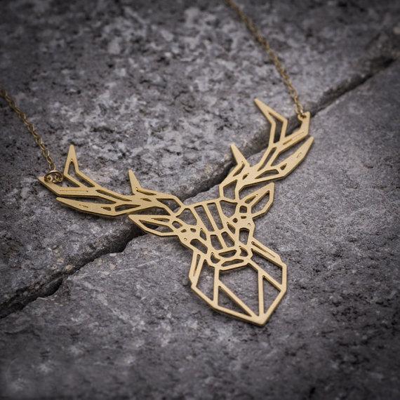 Geometric Deer Necklace