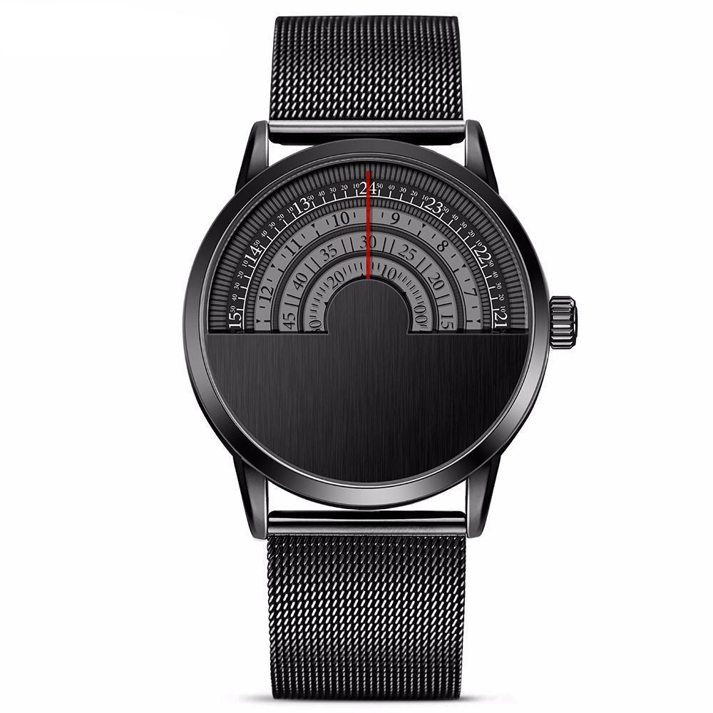 Half Face Stainless Steel Watch