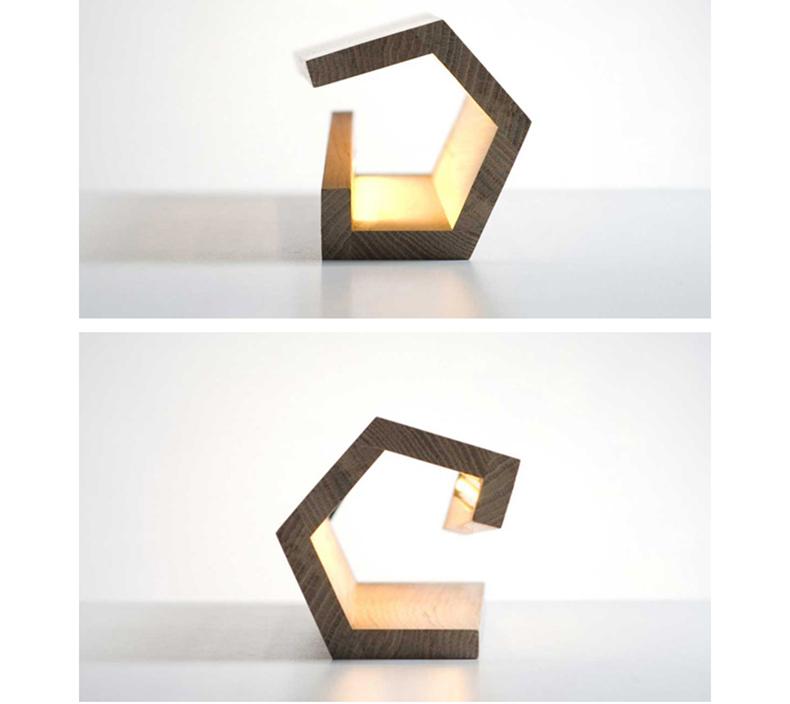 Modern Wood Slit Table Lamp