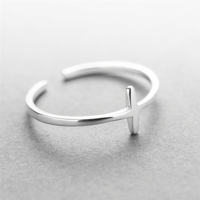 925 Sterling Silver Minimalist Cross Ring