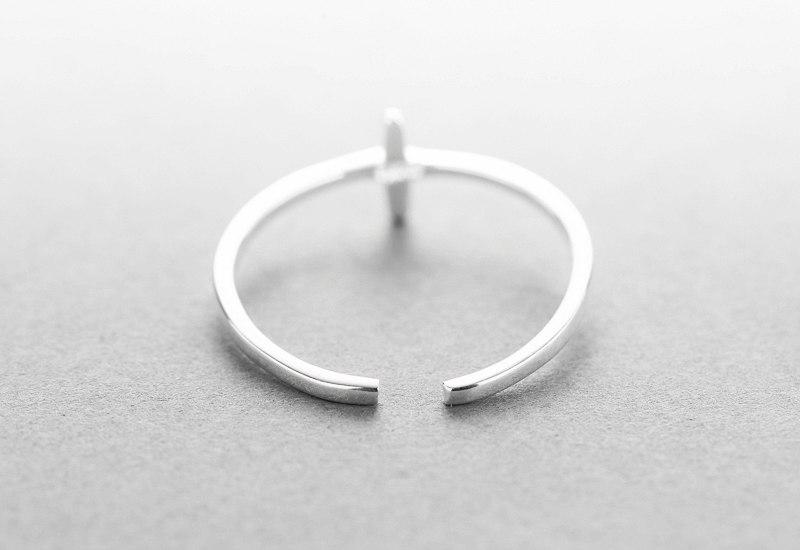 925 Sterling Silver Minimalist Cross Ring