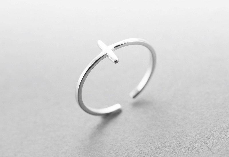 925 Sterling Silver Minimalist Cross Ring