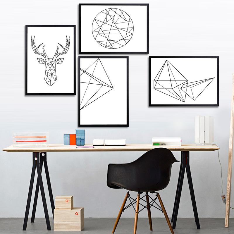 Modern Nordic Minimalist Black White Geometric Shapes Wall Art