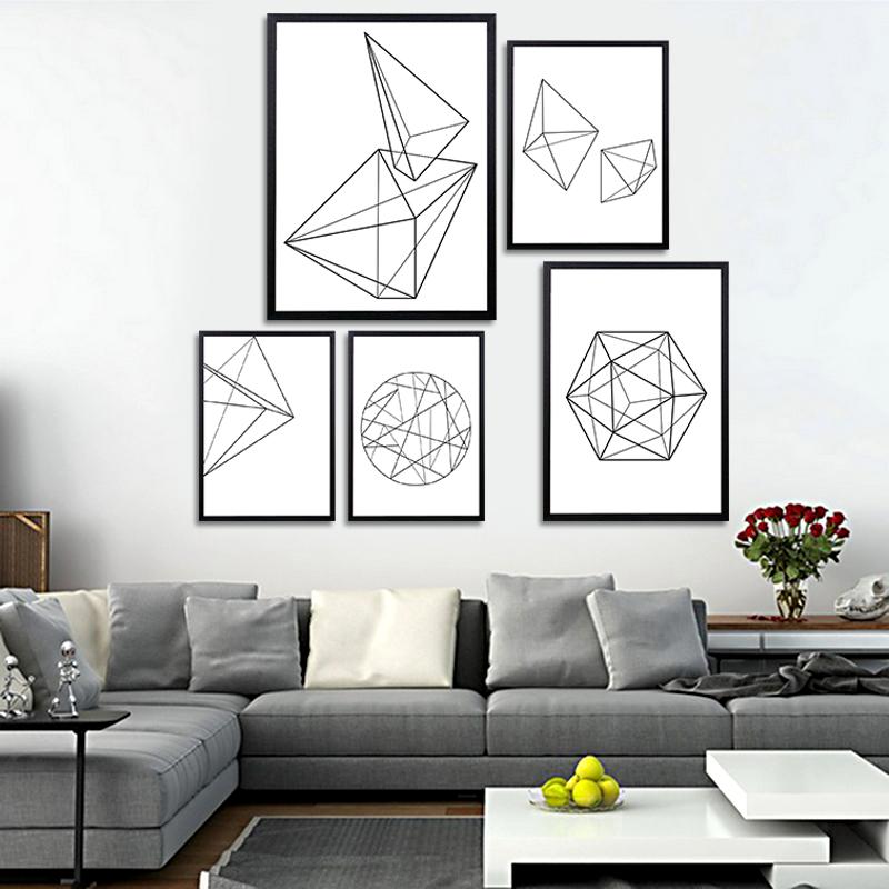 Modern Nordic Minimalist Black White Geometric Shapes Wall Art