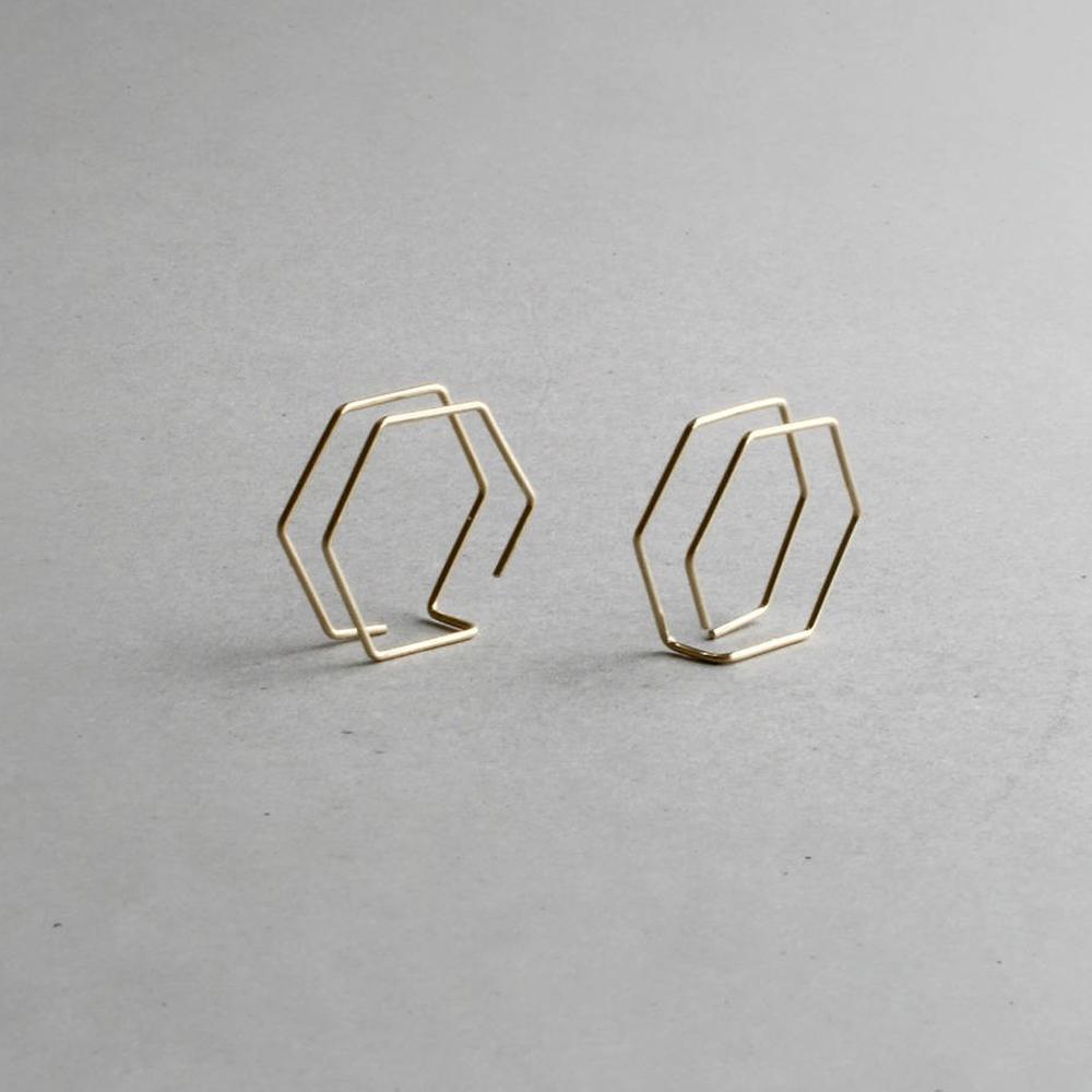 Handmade Minimalist Double Hexagon Earrings