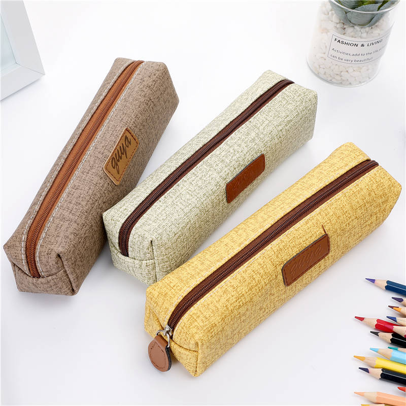 School Office Pen Bag Box Cute PU Leather Small Pencil Cases School Student Supplies Lapis Stationery Storage Korean Bag 05160