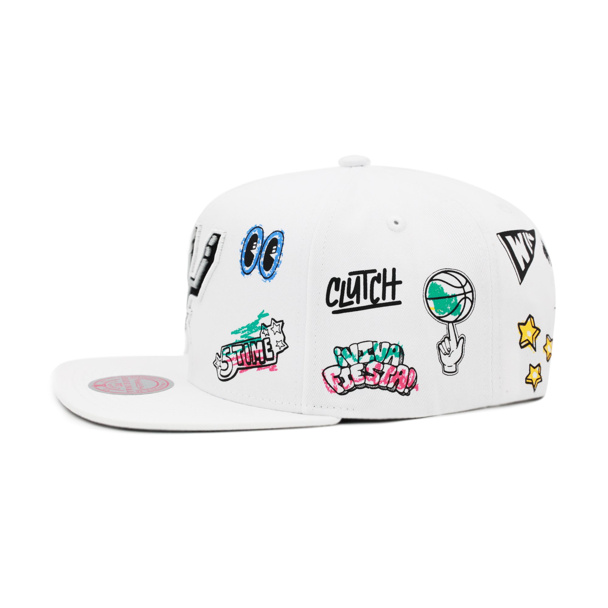 San Antonio Spurs Mitchell & Ness Hand Drawn Snapback Hat White