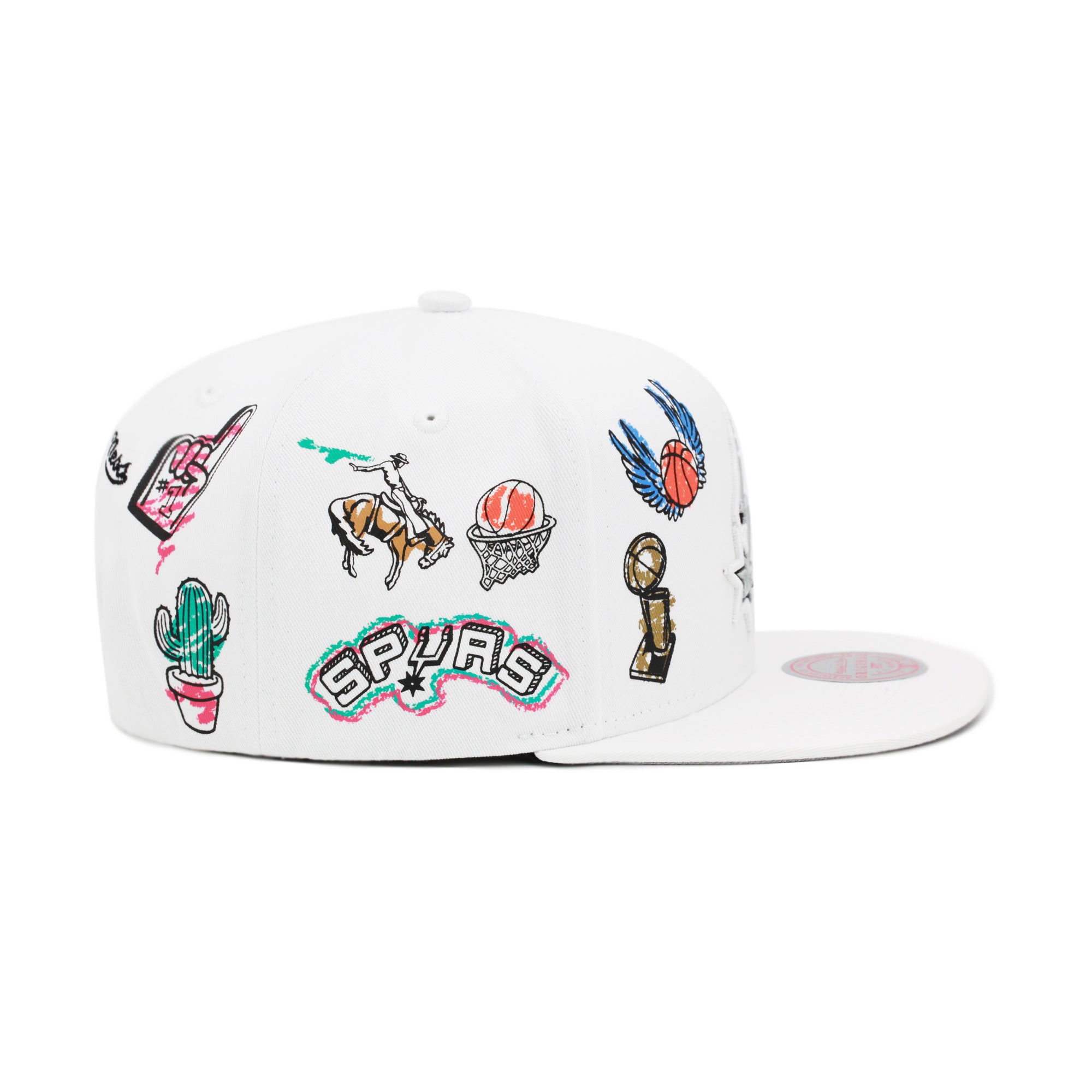 San Antonio Spurs Mitchell & Ness Hand Drawn Snapback Hat White