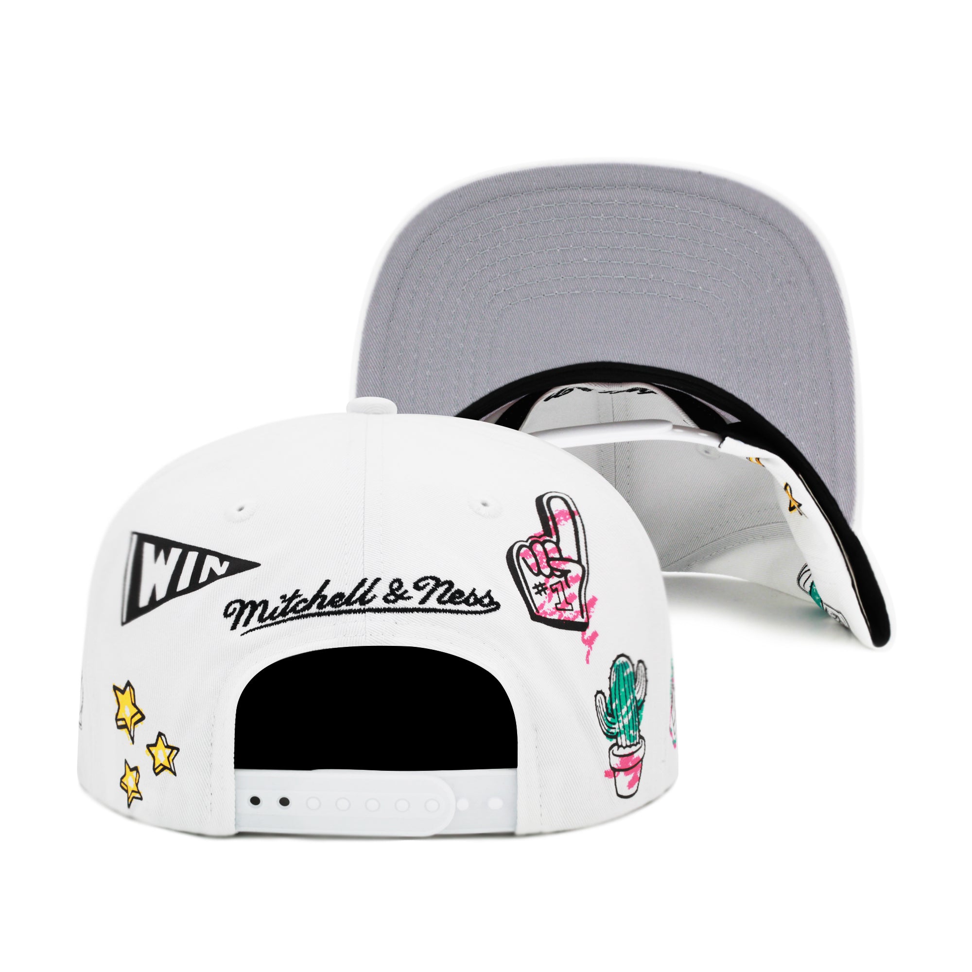 San Antonio Spurs Mitchell & Ness Hand Drawn Snapback Hat White