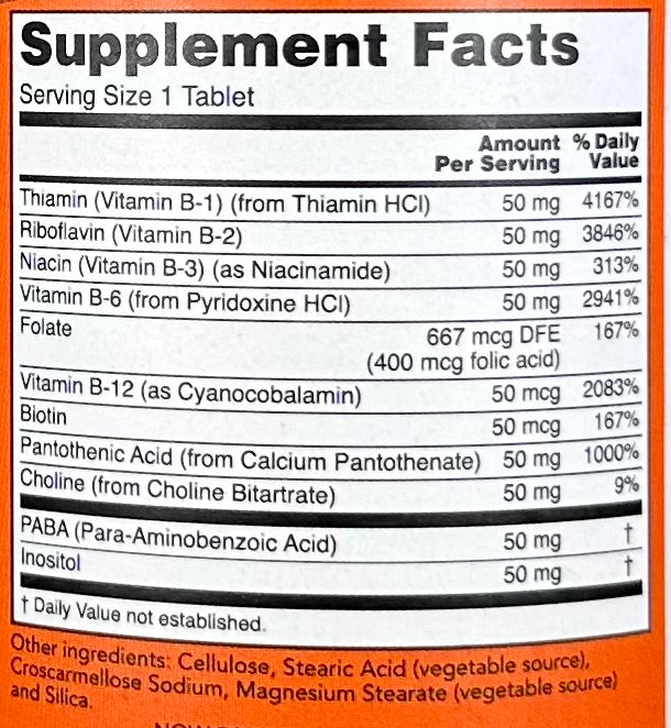 Now Foods Vitamin B-50 250 Tablets