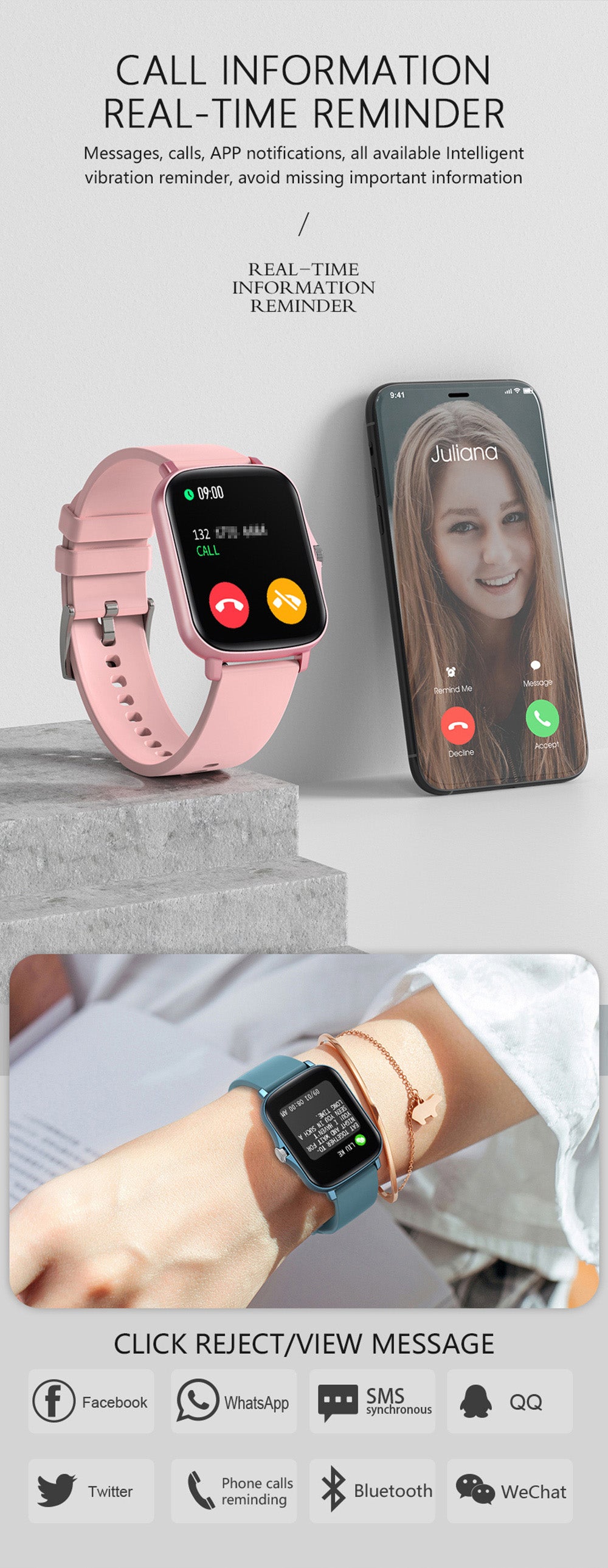 COLMI P8 Plus 1,69 polegadas 2021 relógio inteligente masculino Full Touch Fitness Tracker IP67 à prova d'água feminino GTS smartwatch