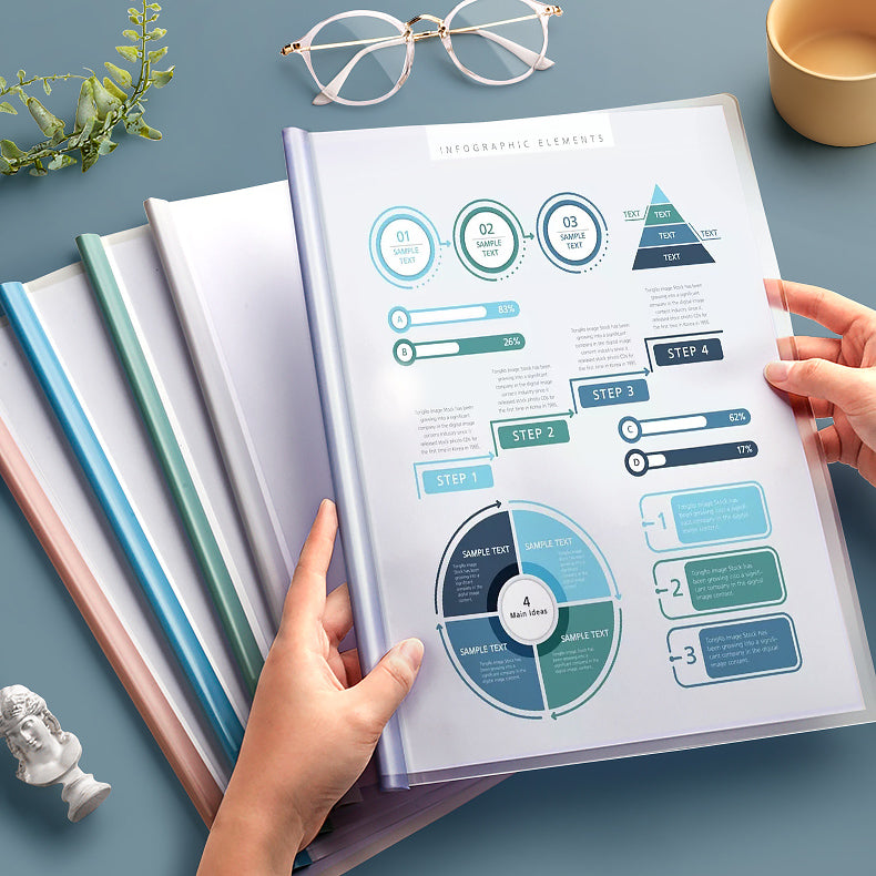 Clear Report Covers with Sliding Bar 10 Pcs Pack for A4 Paper