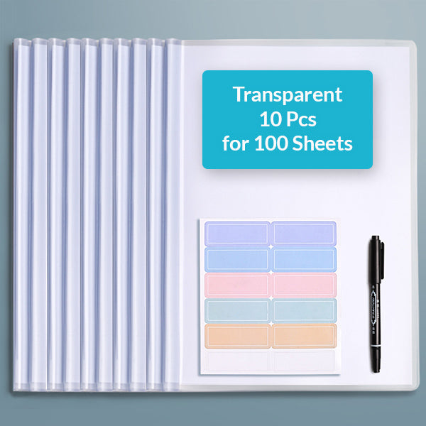 Clear Report Covers with Sliding Bar 10 Pcs Pack for A4 Paper