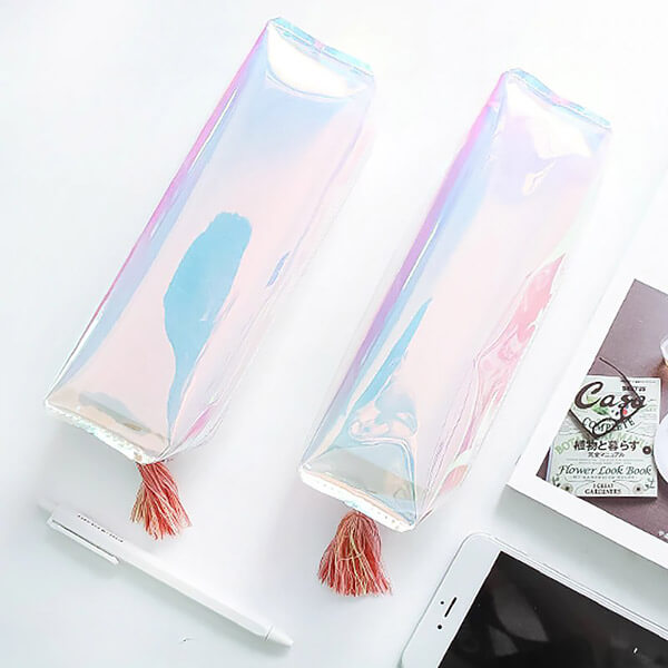 Rainbow Holographic Transparent Pencil Case