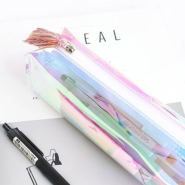 Rainbow Holographic Transparent Pencil Case