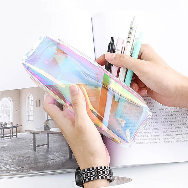 Rainbow Holographic Transparent Pencil Case