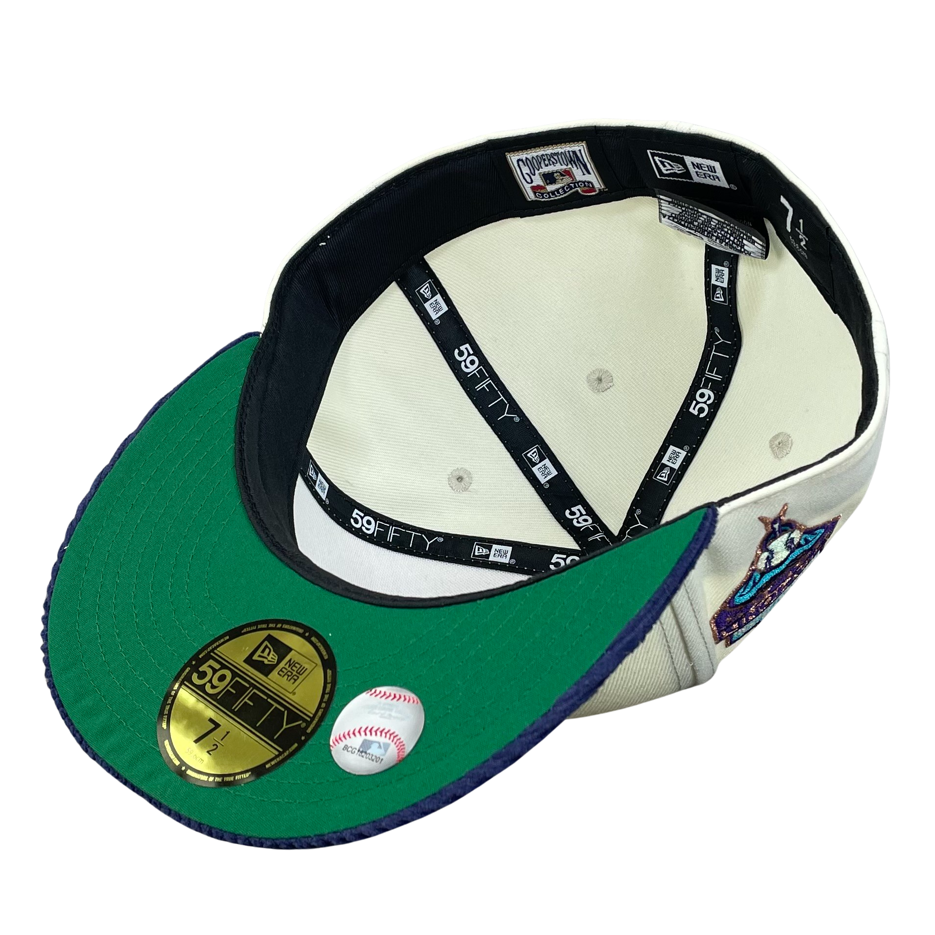 Arizona Diamondbacks Chrome/Purple with Green UV Inaugural Season Sidepatch 5950 Fitted Hat