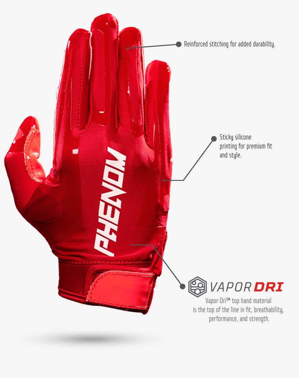 Phenom Elite Red Football Gloves - VPS1