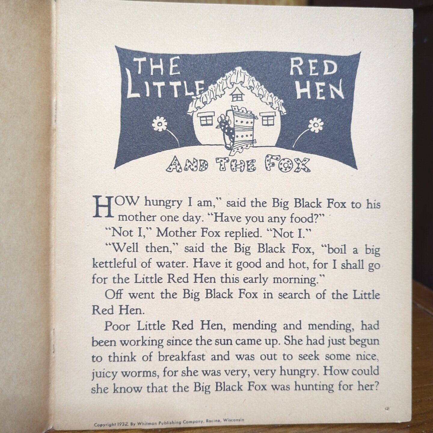 Vintage The Little Red Hen And The Big Black Fox By Nina R Jordan Whitman 1932