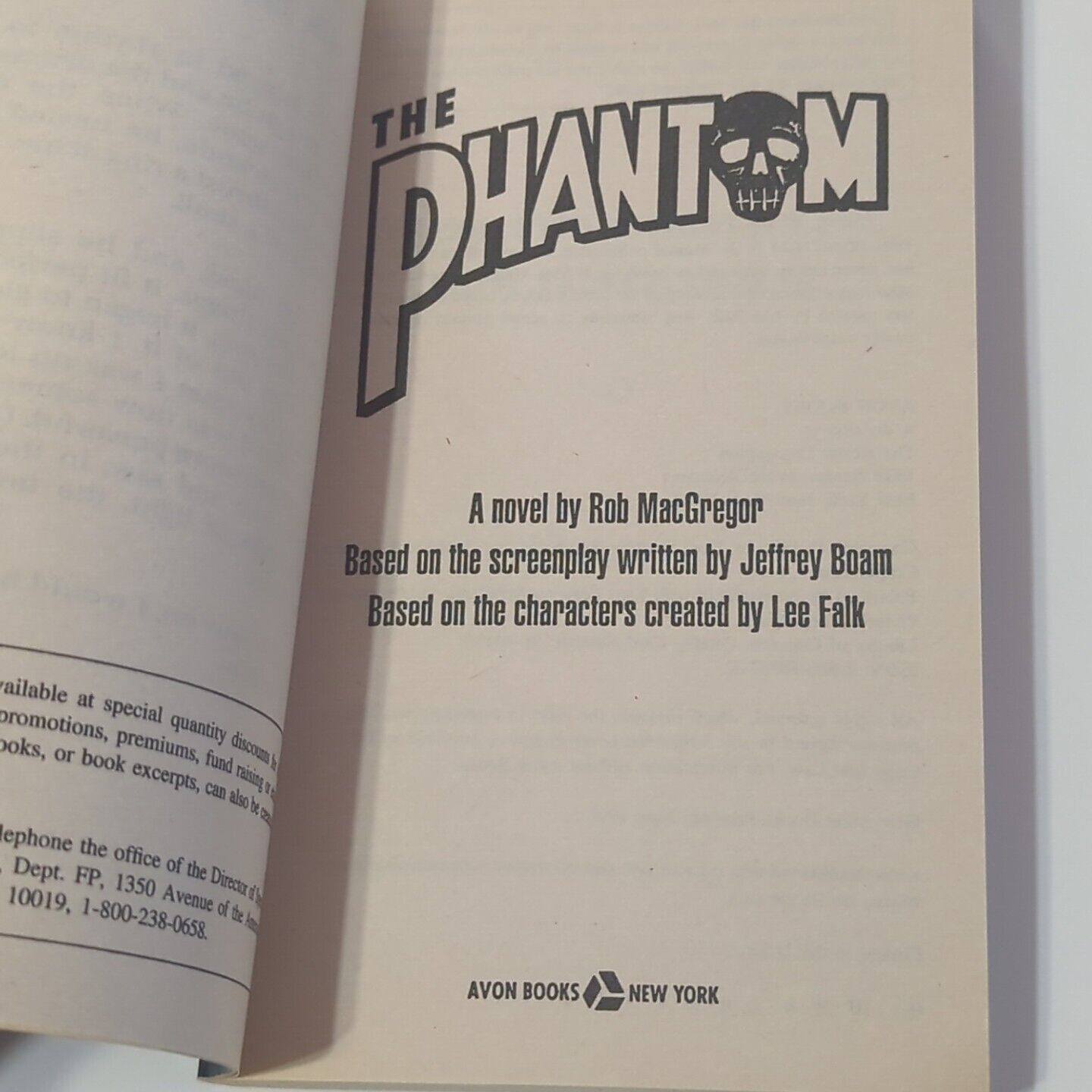 Vintage The Phantom Avon Book Novel Movie Tie In Rob MacGregor Lee Falk 1st Ed