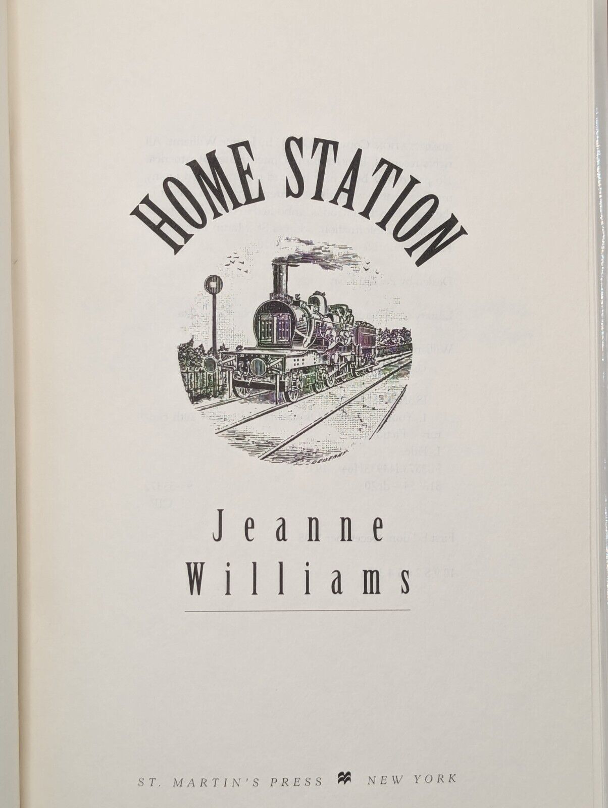 Home Station Homestation Jeanne Williams 1st First Edition 1995 Hardcover Novel