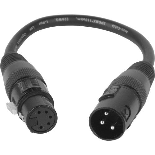 3-Pin Male to 5-Pin Female DMX Adapter