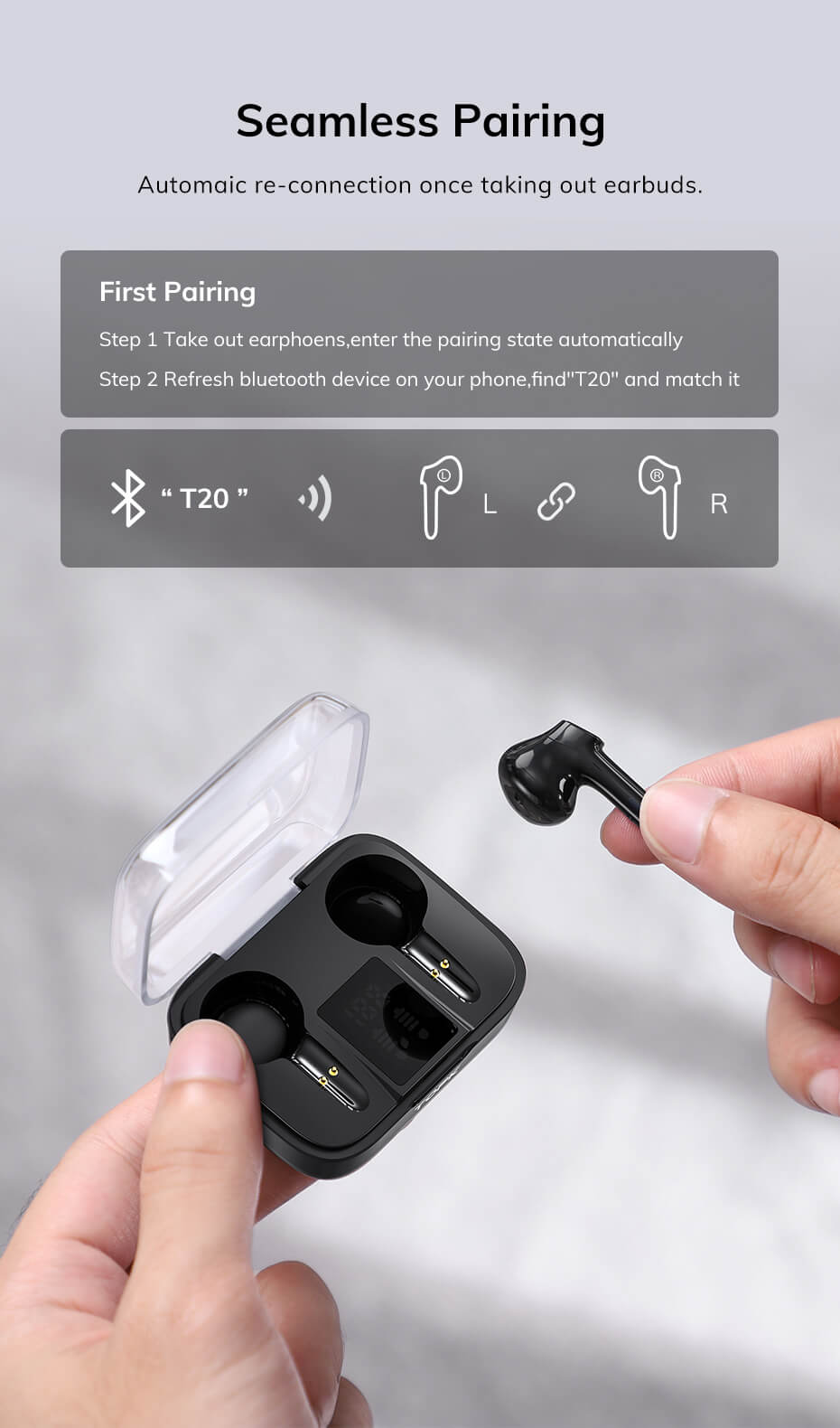 Best wireless bluetooth 5.0 led display earphone earbuds