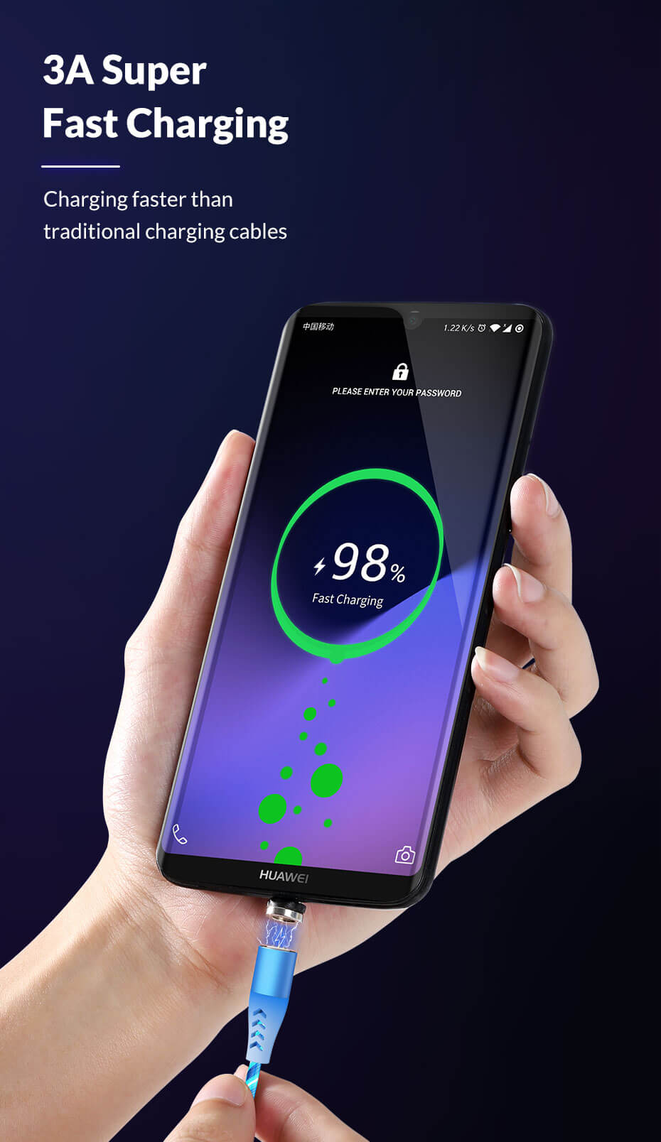 TOPK AM16 3A Fast Charging Flowing Light Magnetic Cable