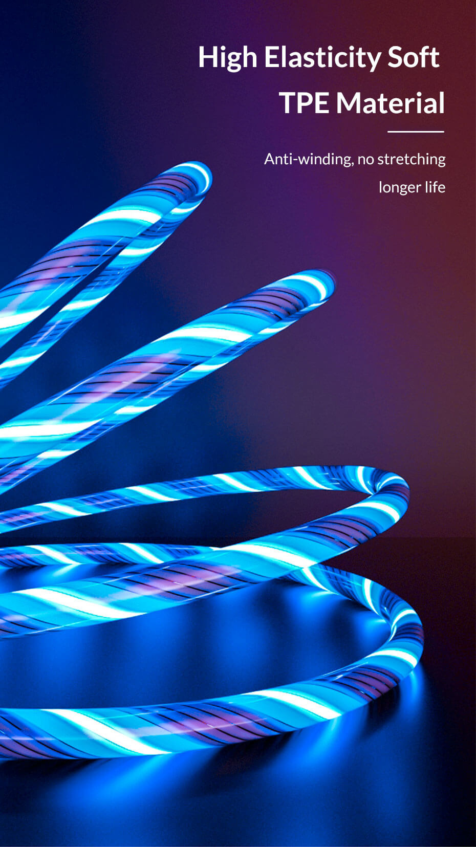 TOPK AM16 3A Fast Charging Flowing Light Magnetic Cable
