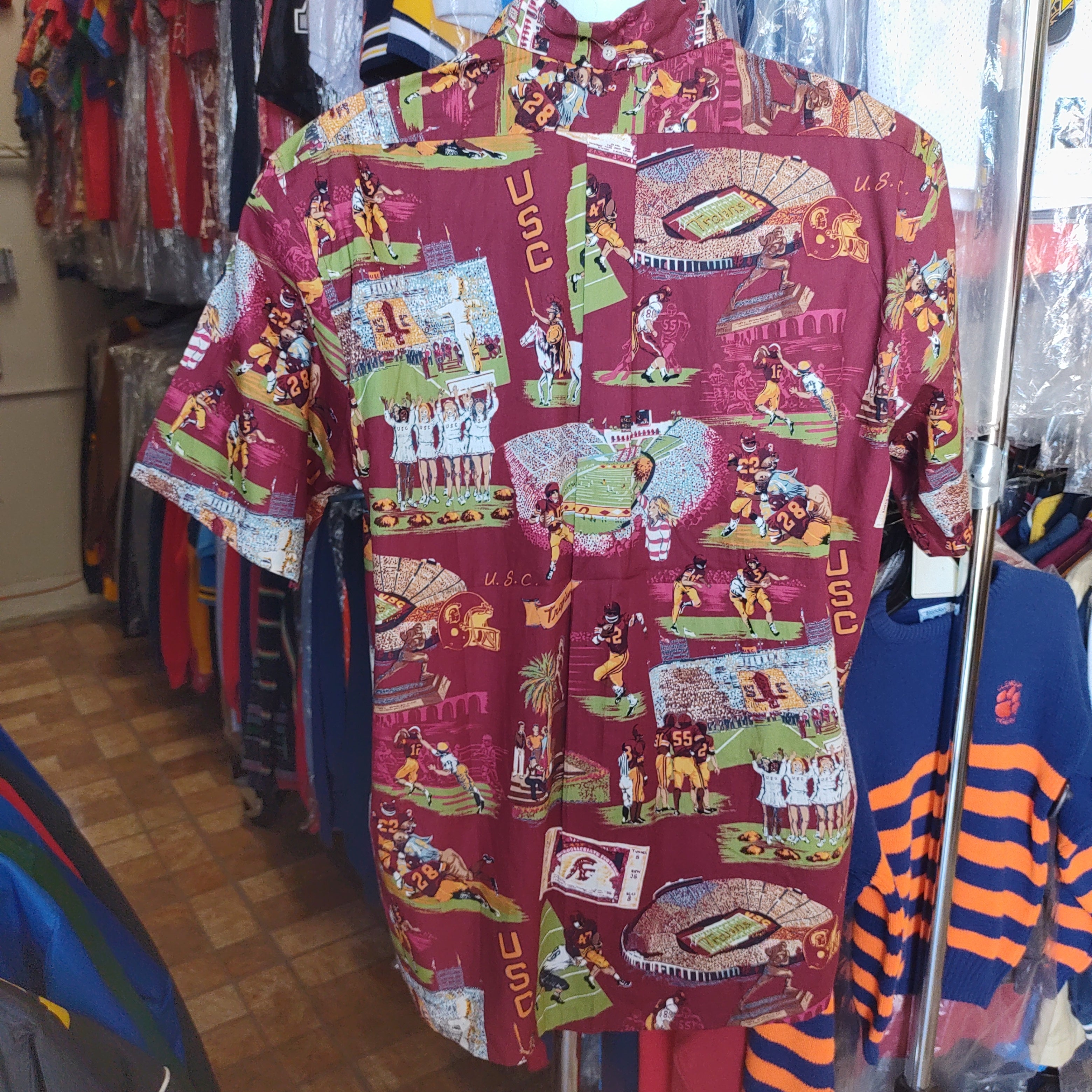 Vtg USC TROJANS NCAA Reyn Spooner Cotton Pullover Hawaiian Shirt XL