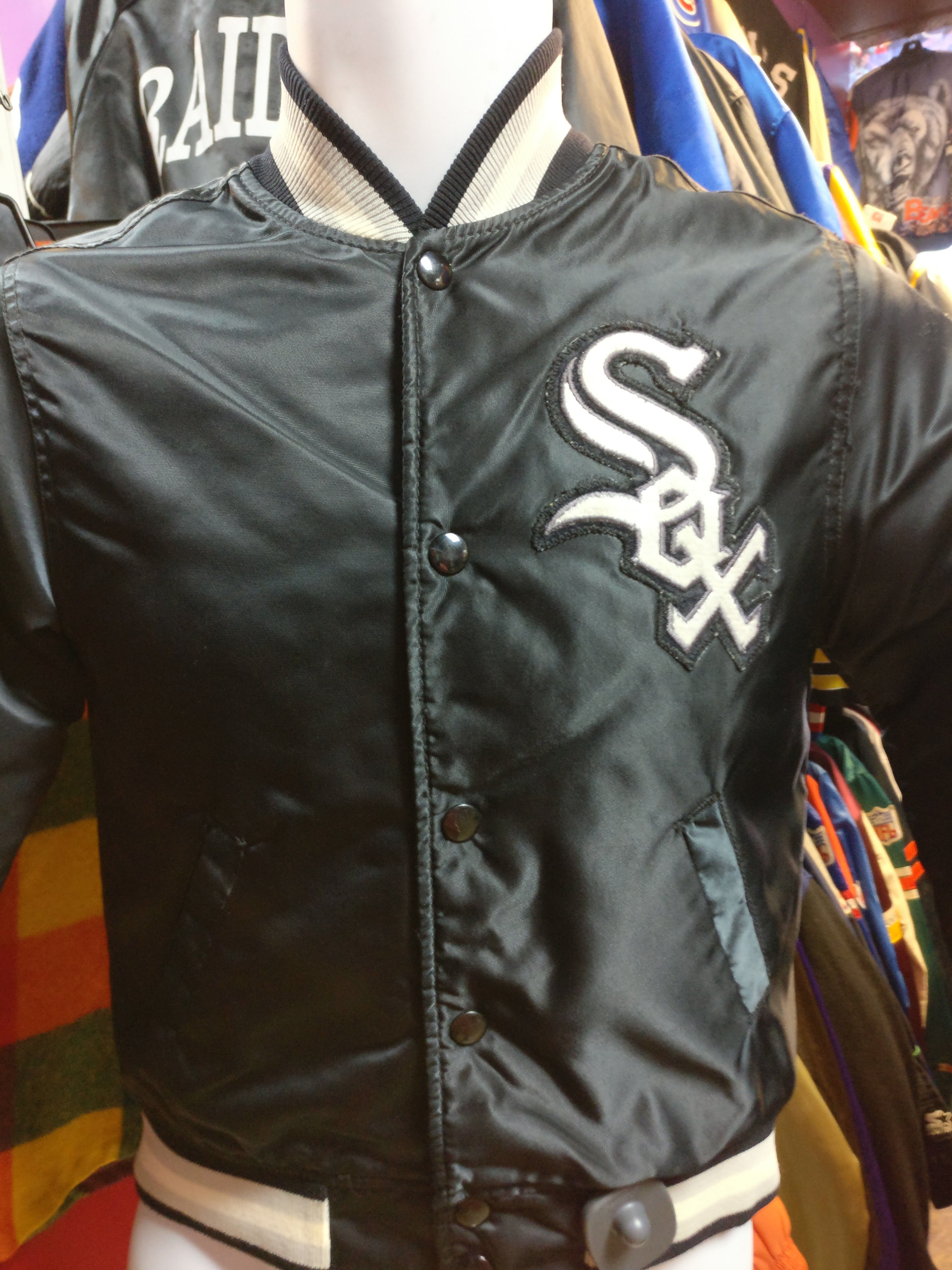 Vintage 90s CHICAGO WHITE SOX MLB Back Patch Starter Nylon Jacket YS