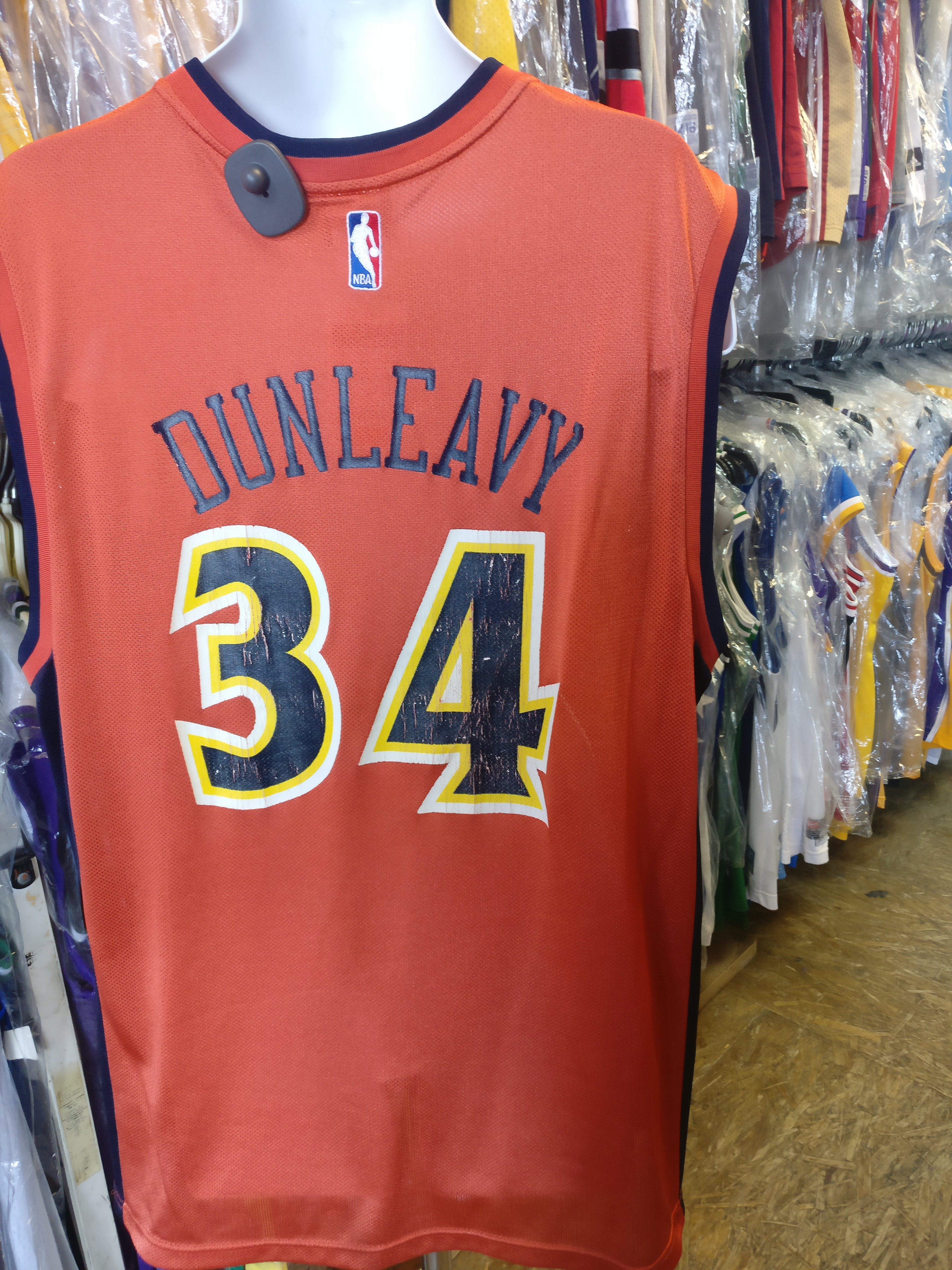 Vtg #34 MIKE DUNLEAVY Golden State Warriors NBA Reebok Jersey L